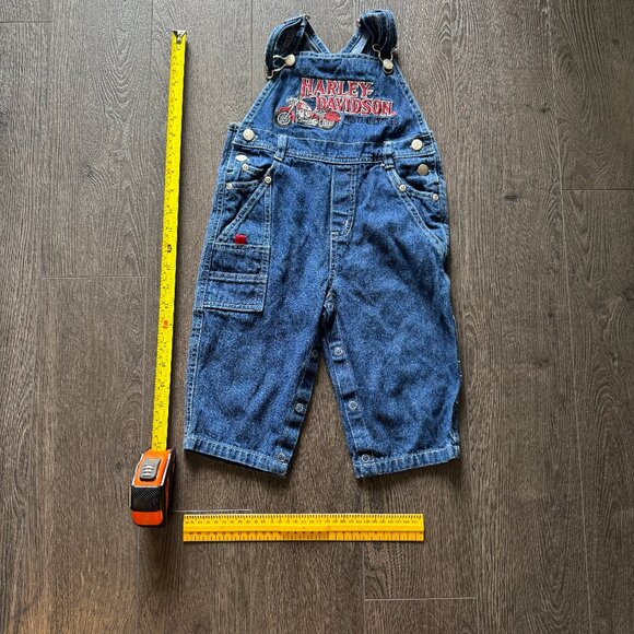 HARLEY DAVIDSON BABY DENIM OVERALLS size 18M - Picture 1 of 10